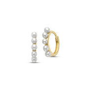 MASTOLONI 14K Yellow Gold Freshwater Pearl Huggie Hoop Earrings